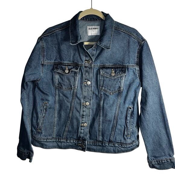 Old Navy WOW Relaxed Classic Denim Jacket Women’s Large NWOT 100% Cotton - Picture 1 of 7